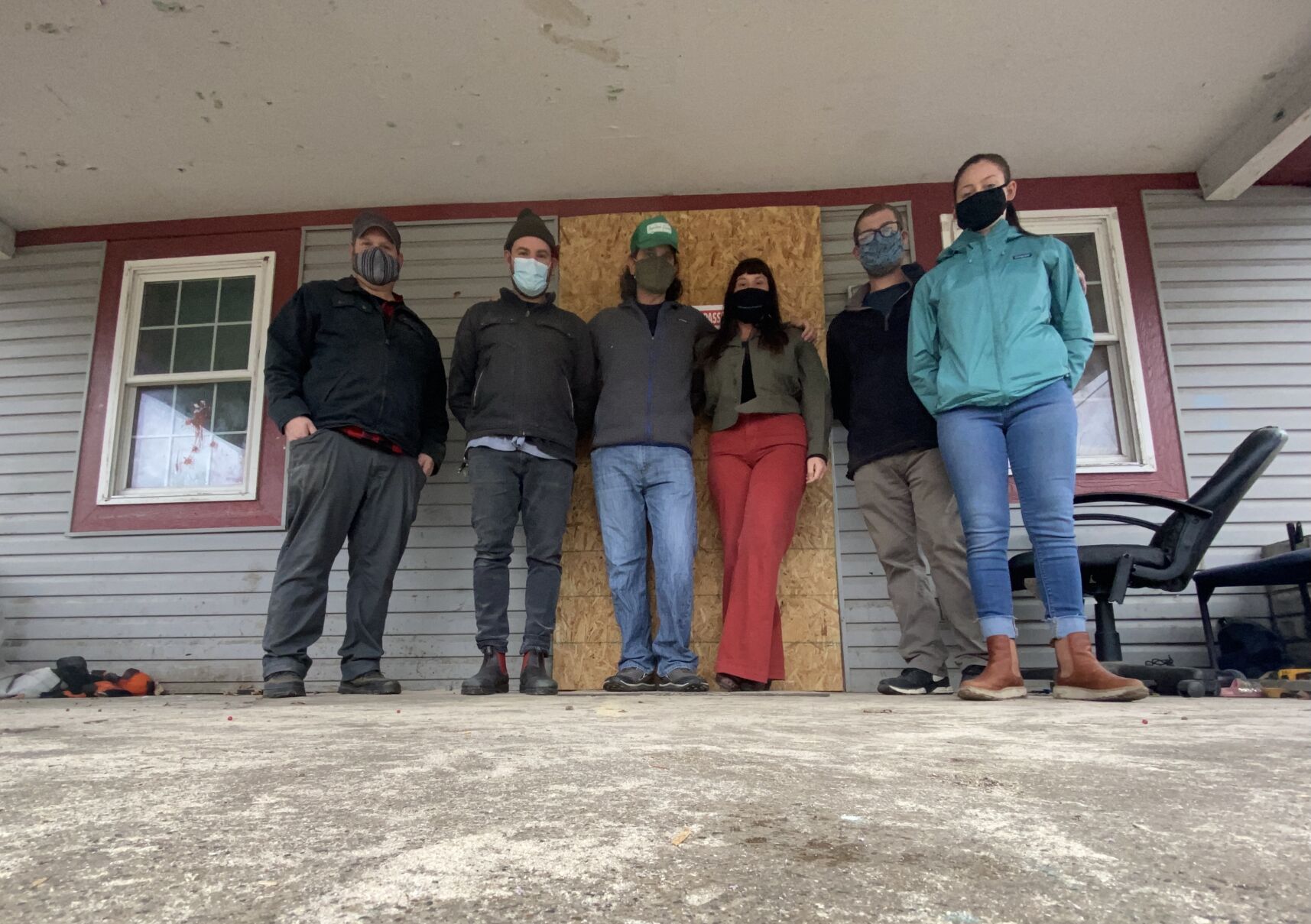 The Big Car crew at a recently acquired house near Tube Factory artspace